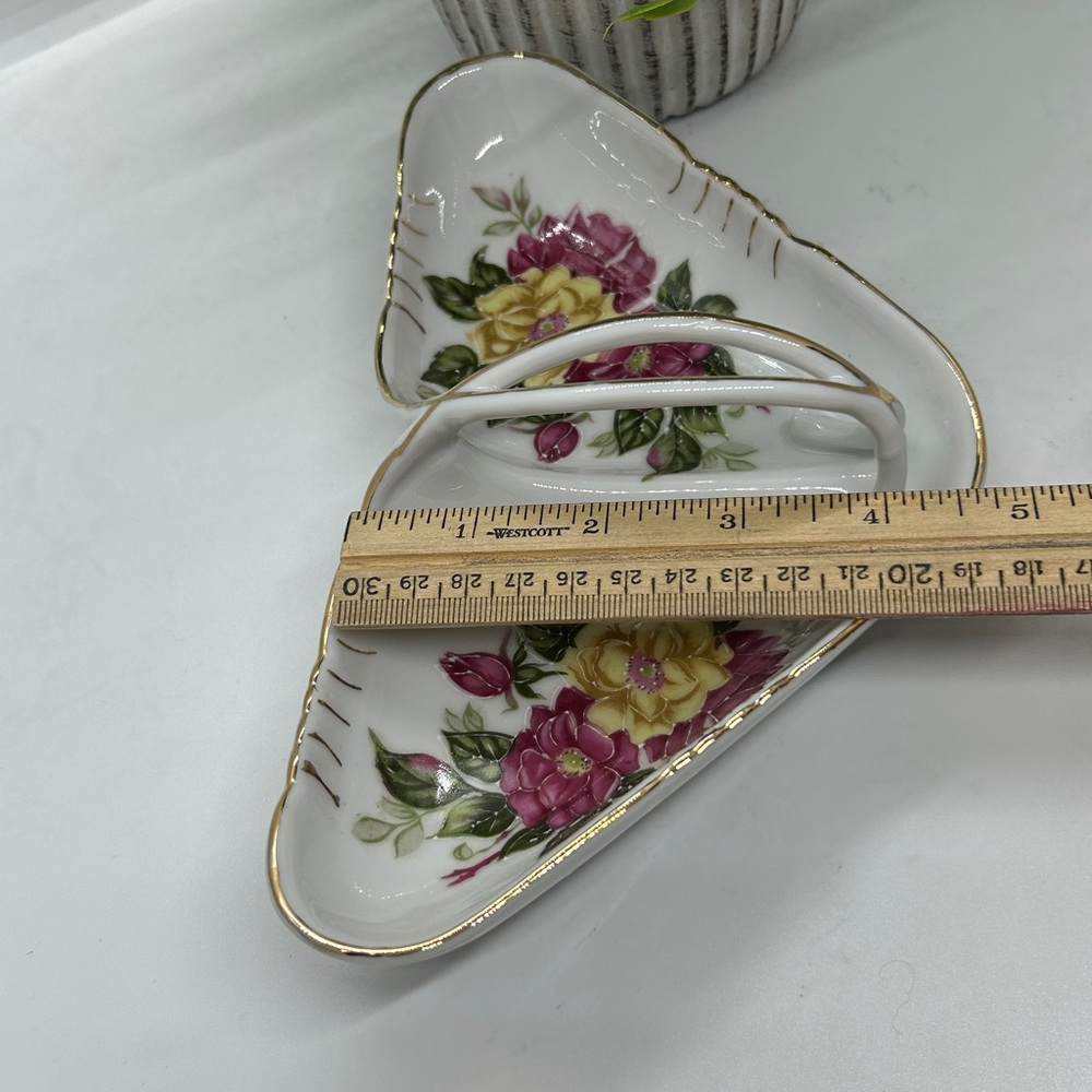 Floral Ceramic Dish with Gold Accent - Picture 13 of 14